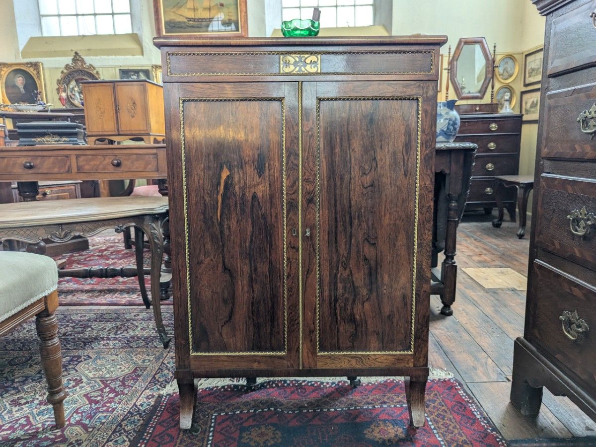 Regency Brass Inset Rosewood Side Cabinet
